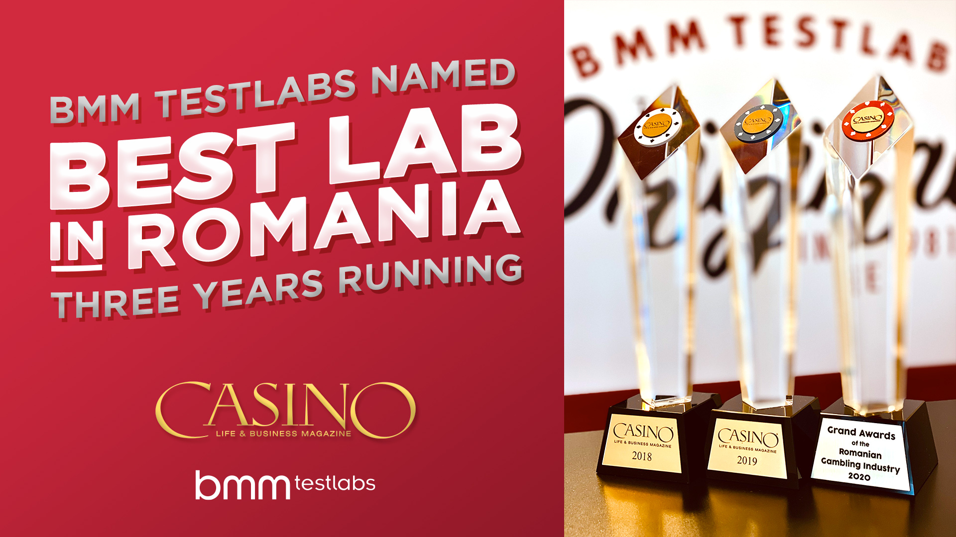 BMM Testlabs Named as Best Lab in Romania 3rd Year in a Row by Casino Life and Business Magazine
